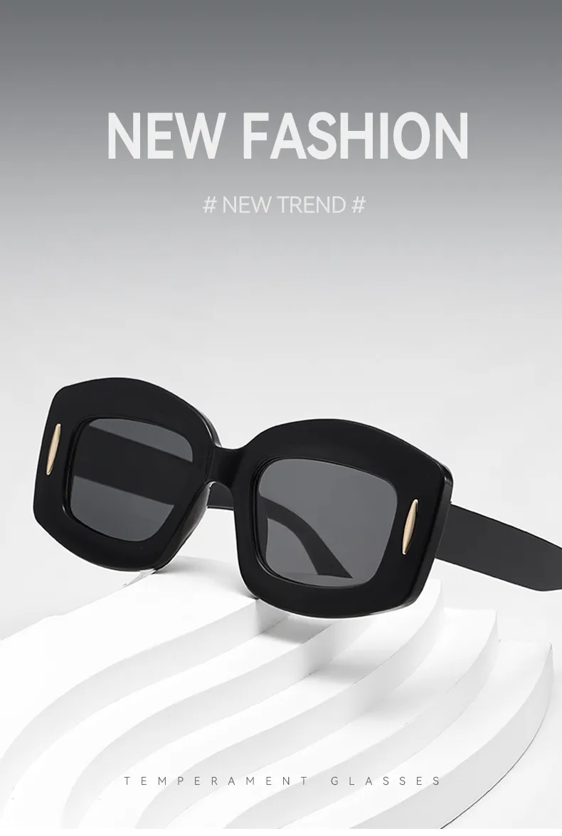 Y2K Streetwear Cool Style Solid Color PC UV400 Protection Square Full Frame Glasses display picture 1