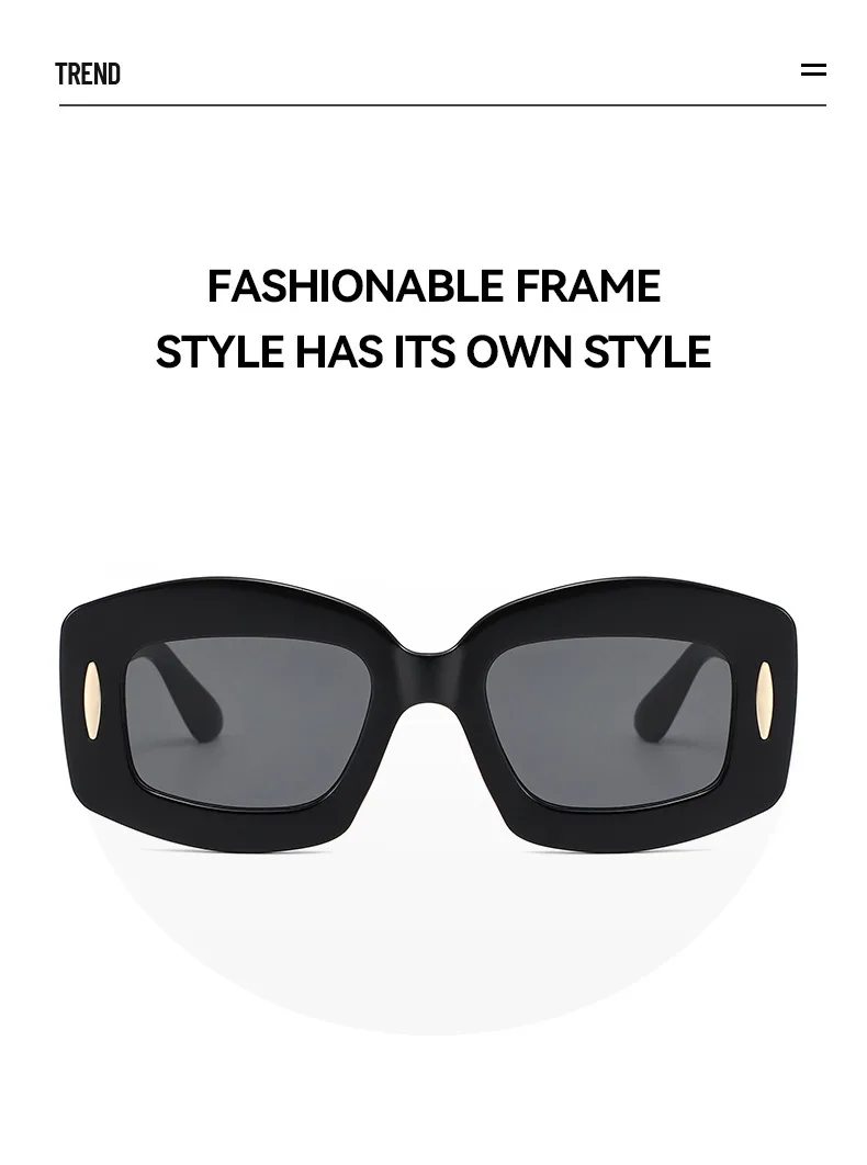 Y2K Streetwear Cool Style Solid Color PC UV400 Protection Square Full Frame Glasses display picture 2
