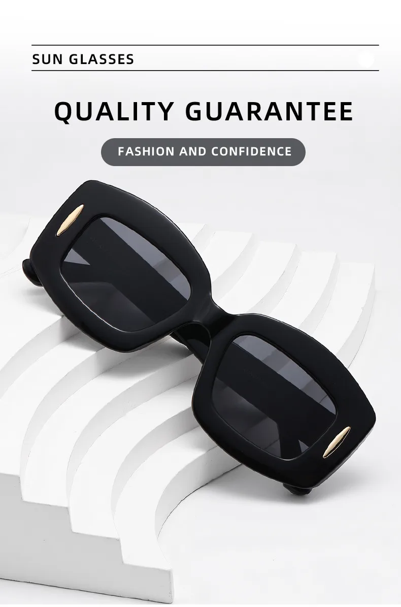 Y2K Streetwear Cool Style Solid Color PC UV400 Protection Square Full Frame Glasses display picture 3