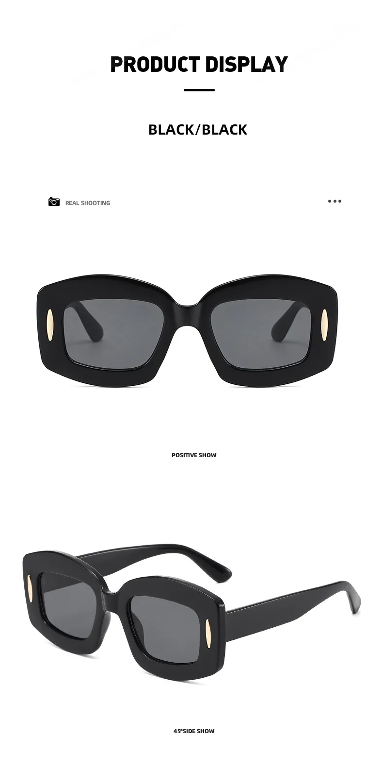 Y2K Streetwear Cool Style Solid Color PC UV400 Protection Square Full Frame Glasses display picture 13