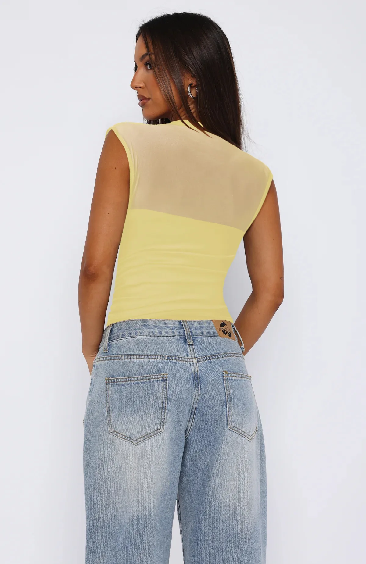 See-through Women's TK Summer Semi-high Collar Top Solid Color Mesh Hot Girl Style All-match Vest display picture 4