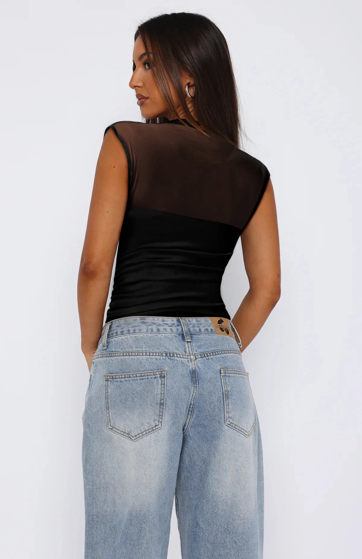 See-through Women's TK Summer Semi-high Collar Top Solid Color Mesh Hot Girl Style All-match Vest display picture 16