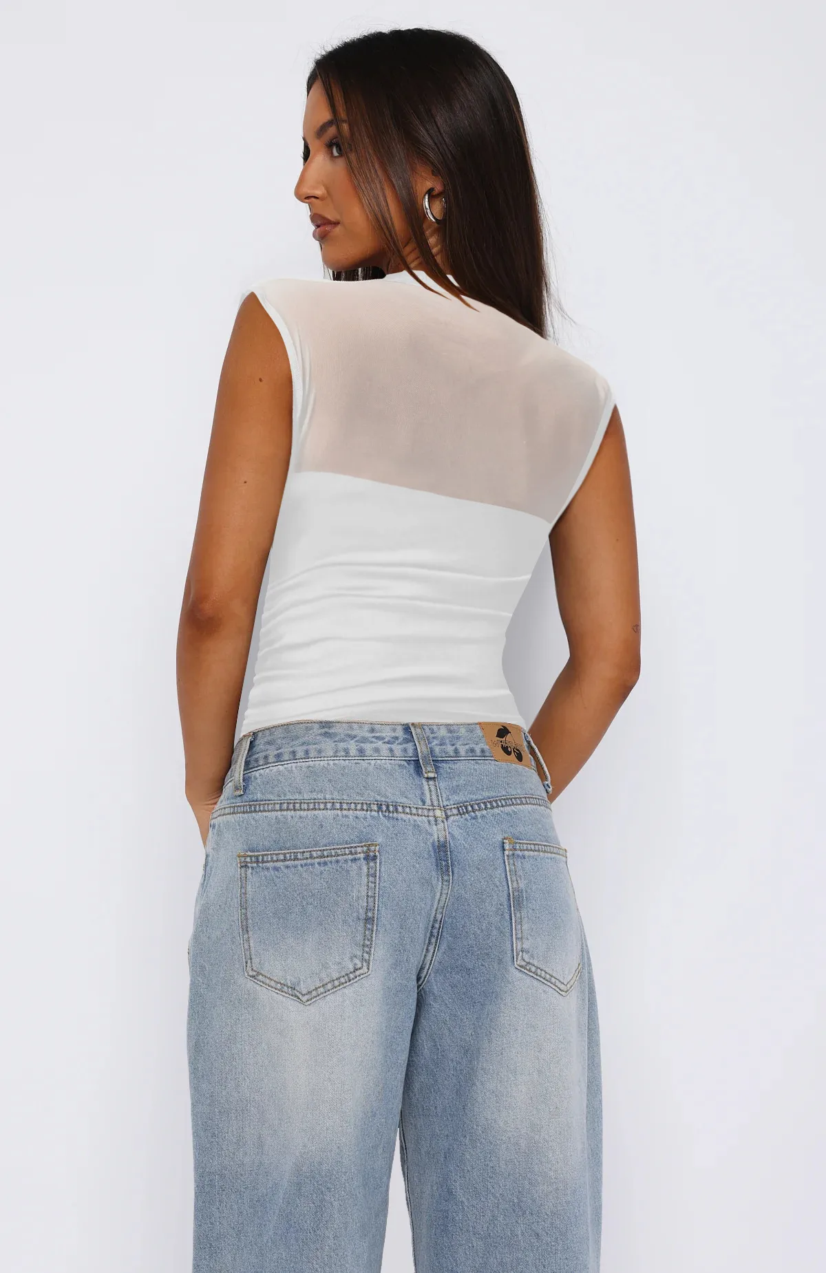 See-through Women's TK Summer Semi-high Collar Top Solid Color Mesh Hot Girl Style All-match Vest display picture 19