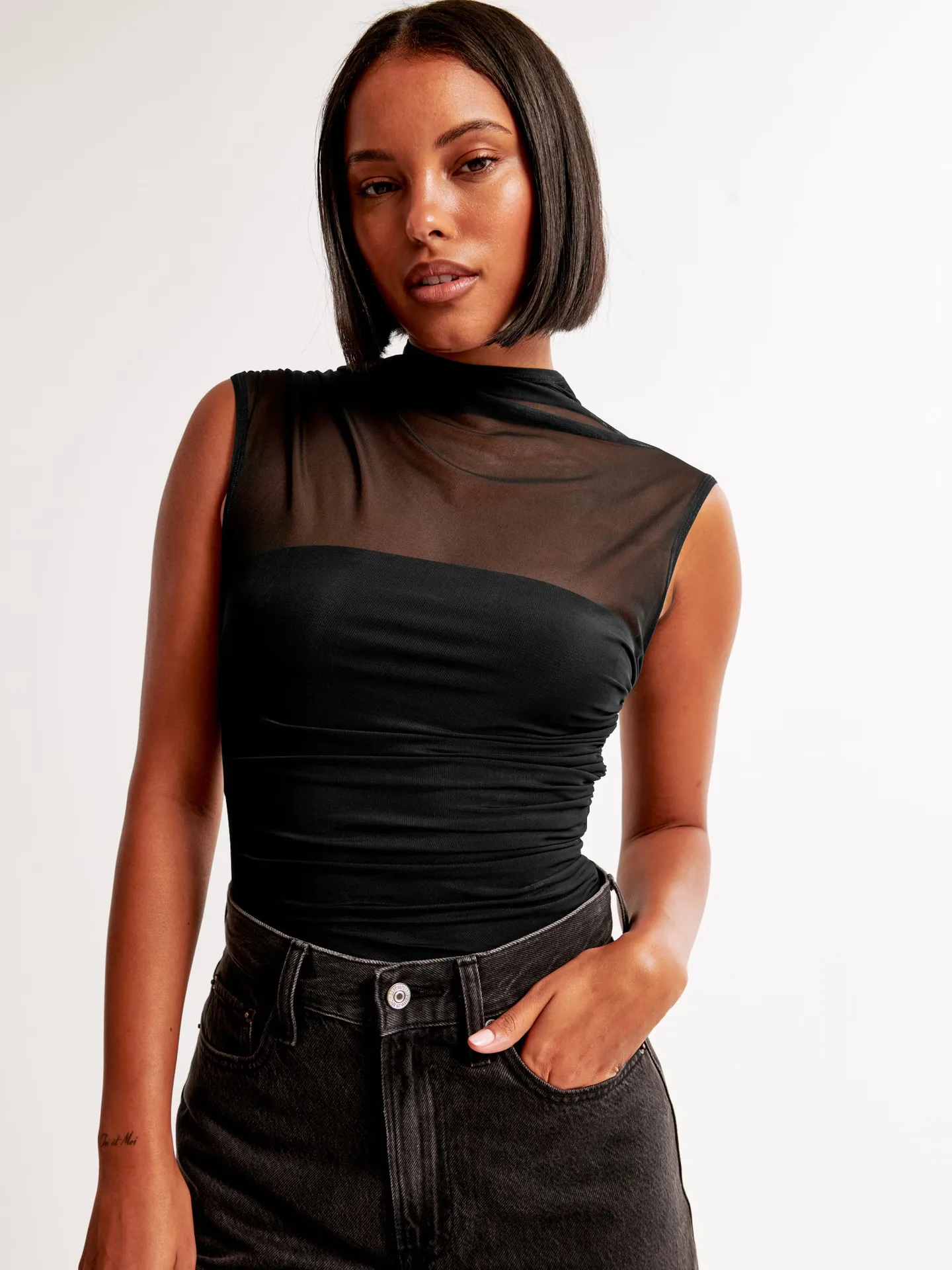 See-through Women's TK Summer Semi-high Collar Top Solid Color Mesh Hot Girl Style All-match Vest display picture 20