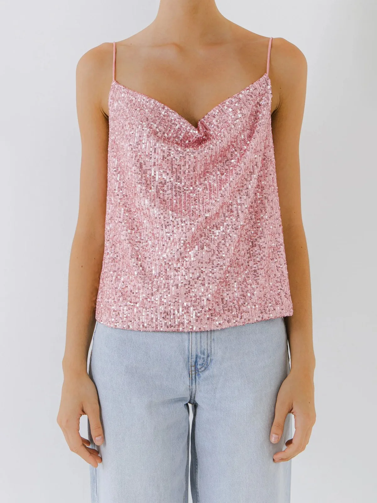 Women's Summer New V-Neck Casual Vest Wholesale Sequin Beaded Camisole Top display picture 16
