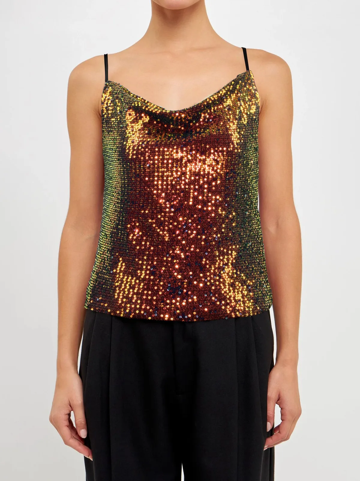 Women's Summer New V-Neck Casual Vest Wholesale Sequin Beaded Camisole Top display picture 7