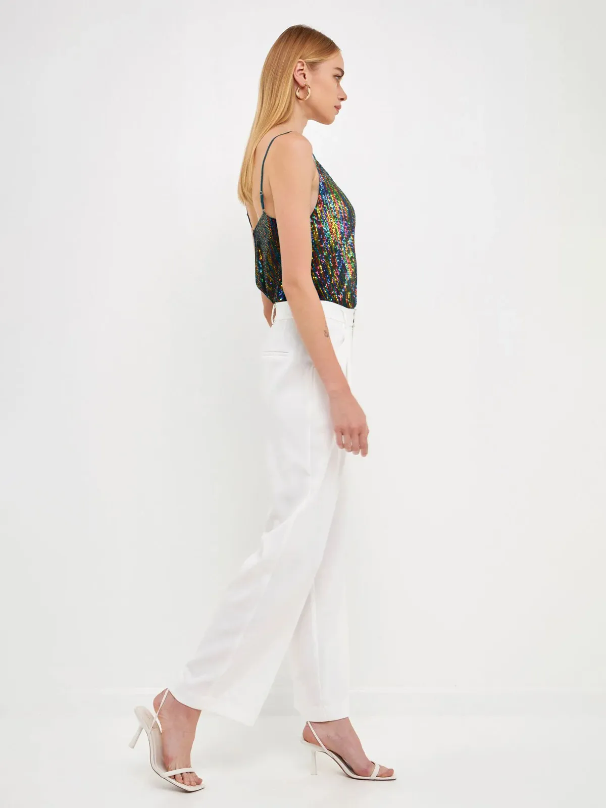 Women's Summer New V-Neck Casual Vest Wholesale Sequin Beaded Camisole Top display picture 5