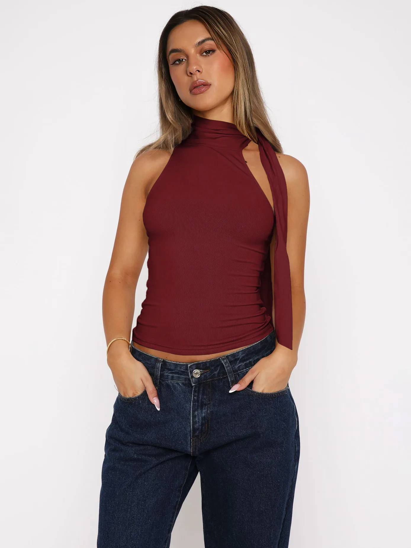 Style Personality Street Sexy Half Turtleneck Ribbon Comfortable Cold-Shoulder Elegant Elegant Vest For Women display picture 2