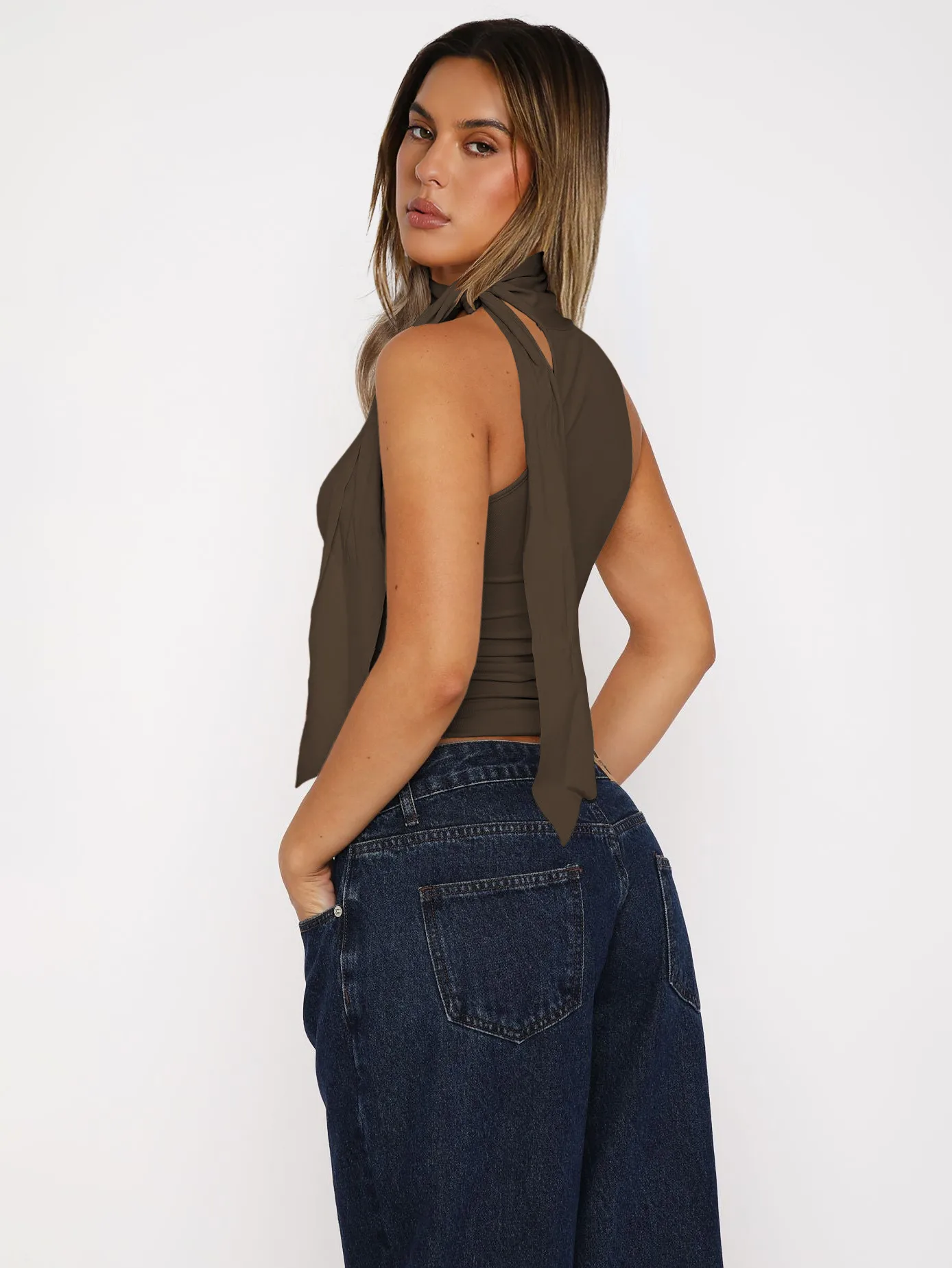 Style Personality Street Sexy Half Turtleneck Ribbon Comfortable Cold-Shoulder Elegant Elegant Vest For Women display picture 27