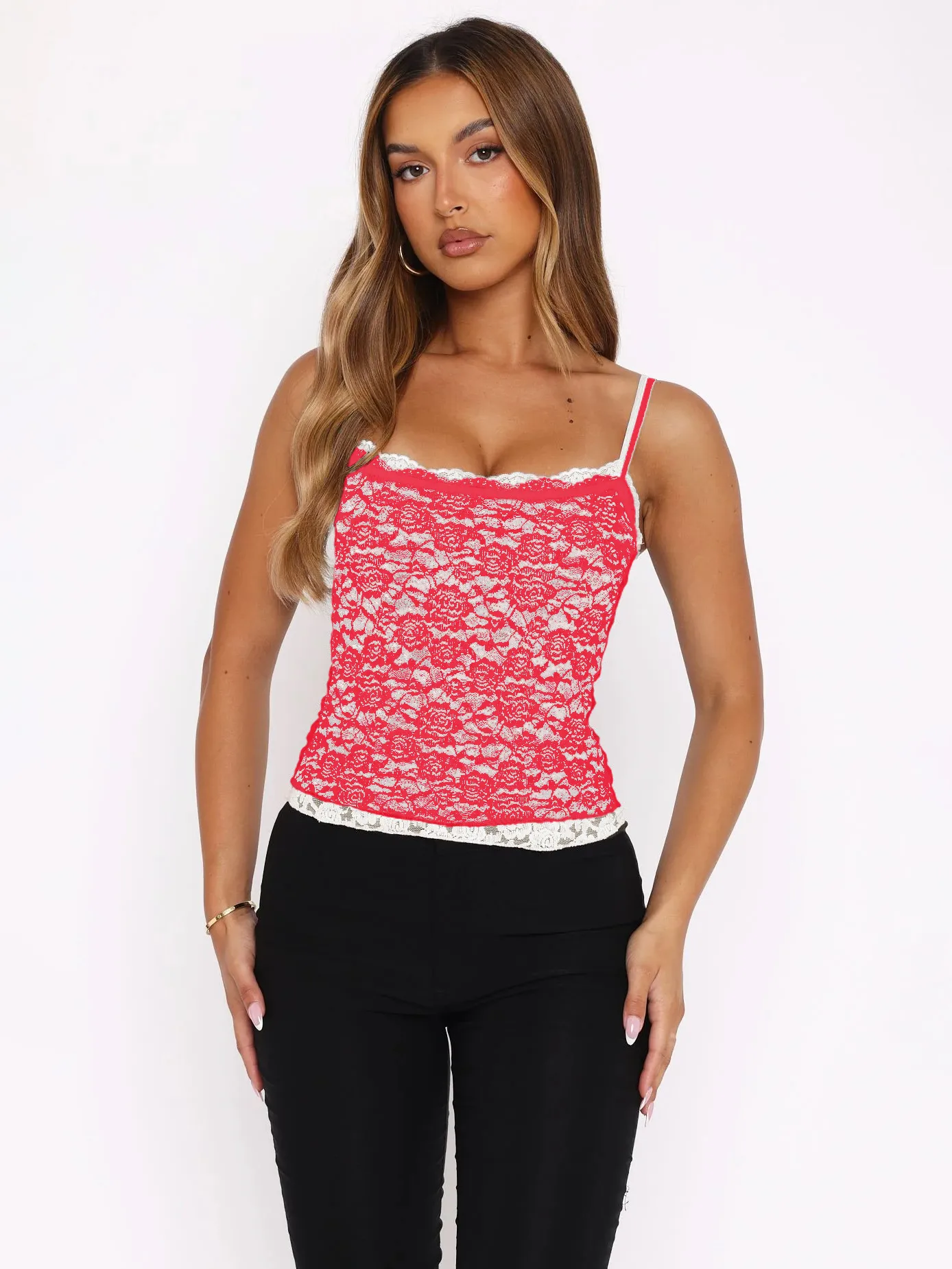 Spring And Summer Foreign Trade  Europe And The United States Pure Wind Double Lace Lace Hot Girl Sexy Camisole display picture 14