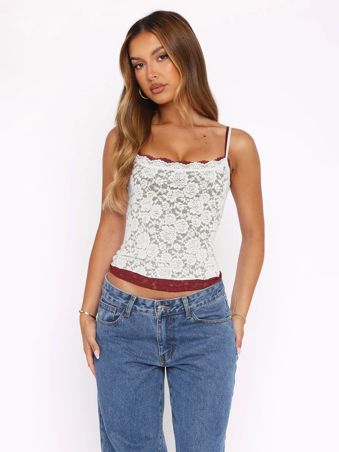 Spring And Summer Foreign Trade  Europe And The United States Pure Wind Double Lace Lace Hot Girl Sexy Camisole display picture 18