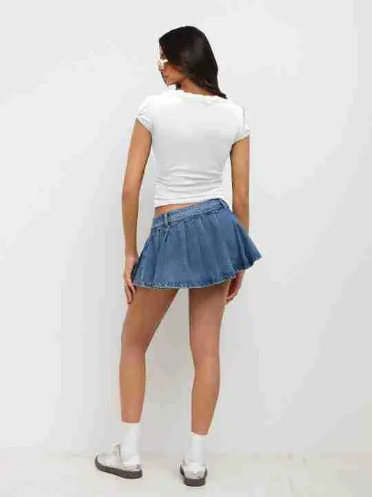 Summer  New Fashion Lace Stitching Color Contrast Shoulder Short-sleeved T-shirt Slim-fit V-neck Short Top display picture 21