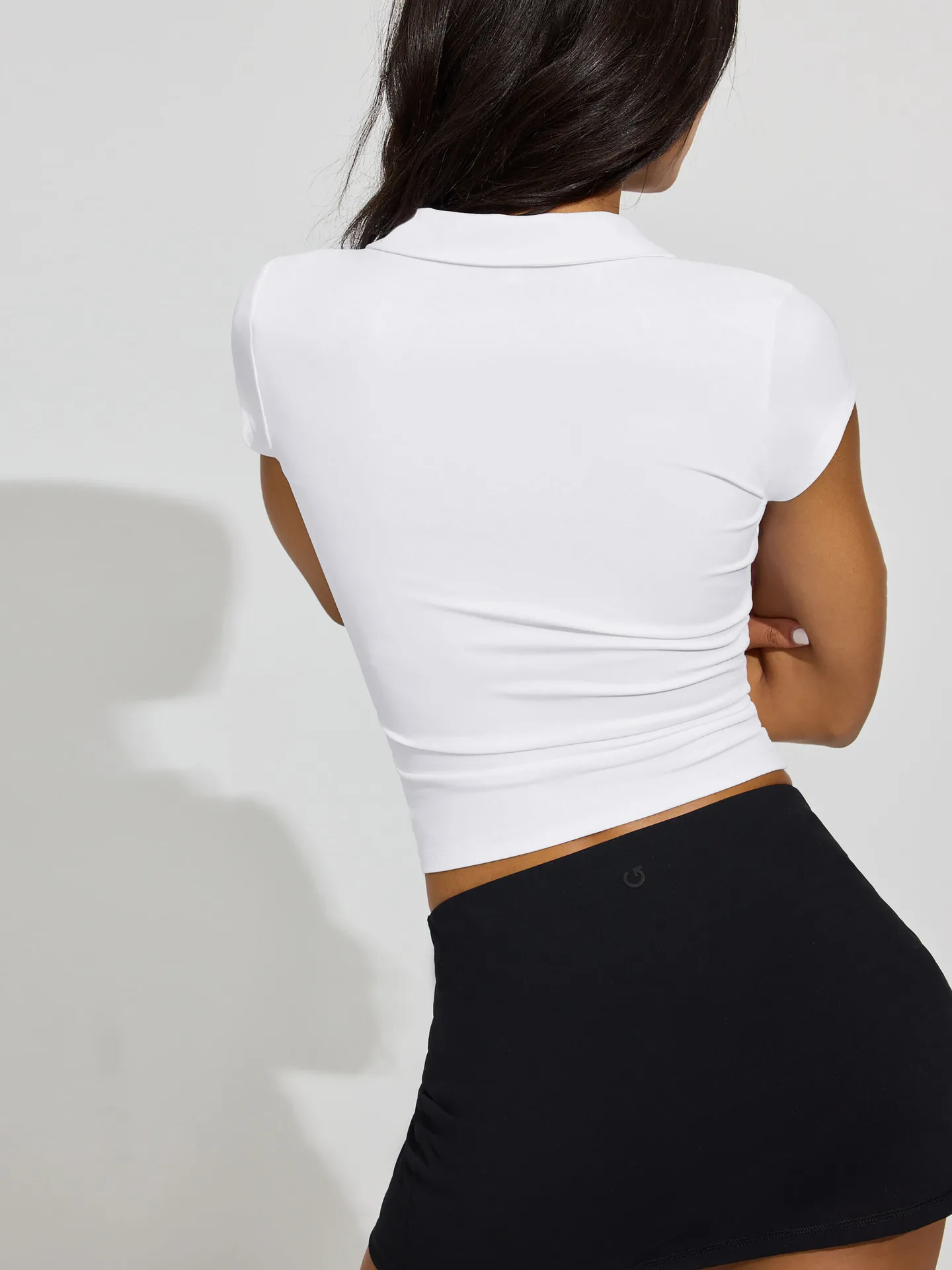 Fashion Women's  Spring And Summer New Polo Collar Button Tight-fit Sports Slimming Short-sleeved Top display picture 5