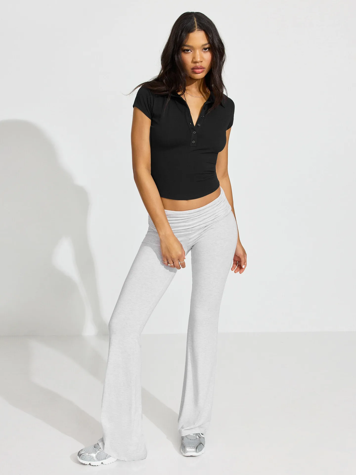 Fashion Women's  Spring And Summer New Polo Collar Button Tight-fit Sports Slimming Short-sleeved Top display picture 26
