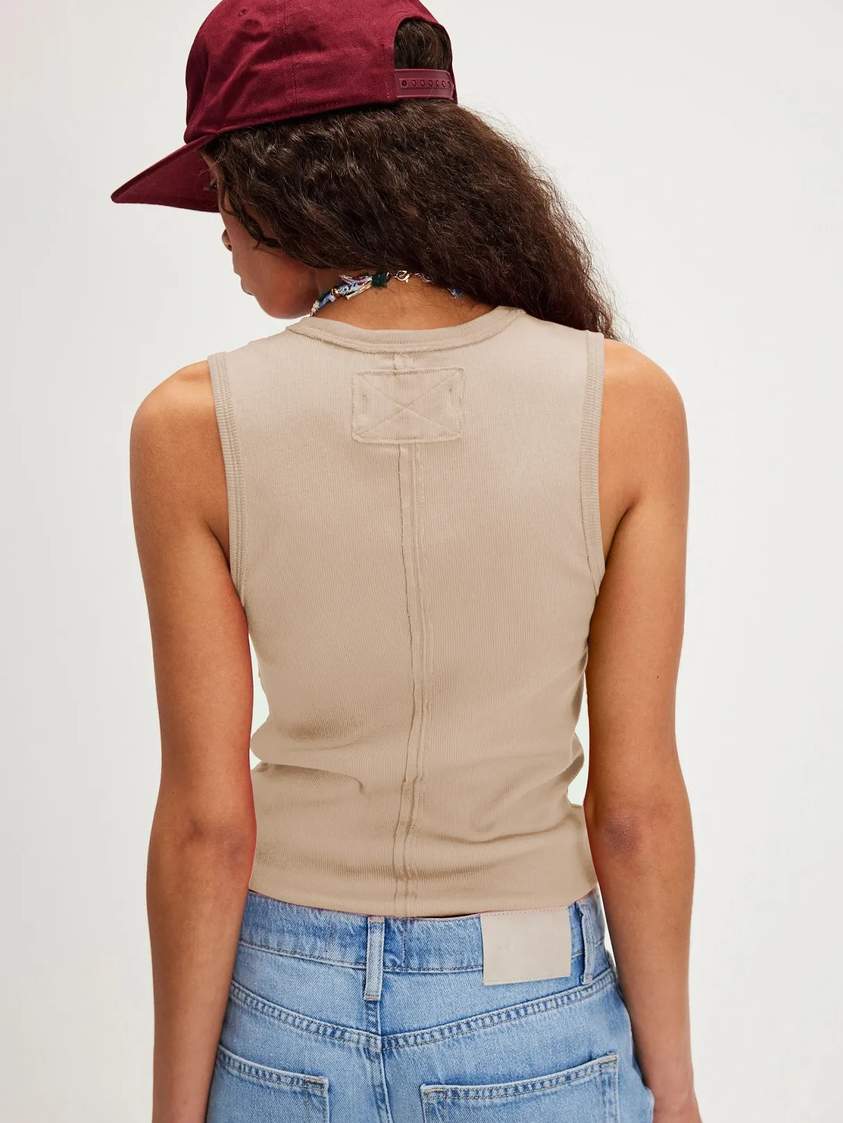 Foreign Trade  New  Fashion V-neck Solid Color Sleeveless Rib All-match High-end Vest Top For Women display picture 28
