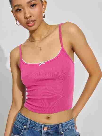 Spring And Summer  Women's Bow Decoration Sexy Low Collar Backless Solid Color Sling Navel Ins Style Short Vest display picture 2