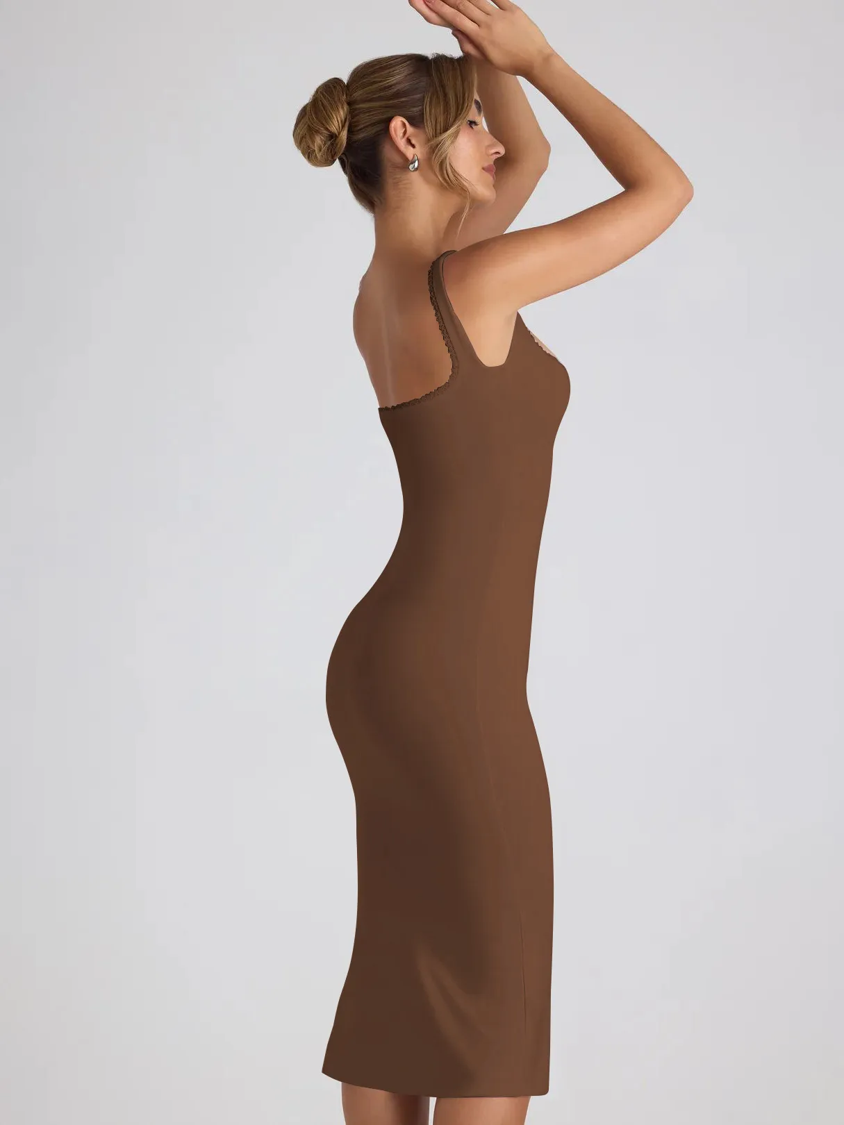 New Square Collar Backless Lace Sexy Hip Slim Sleeveless Dress Women display picture 18