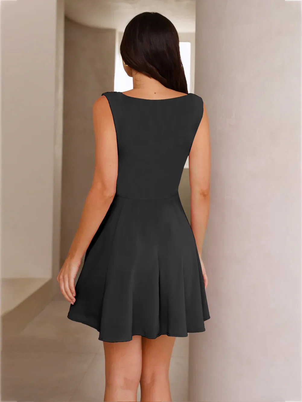 New Spring And Summer Hot Girl Swing Collar Waist Slim Slim Umbrella Skirt Solid Color Dress display picture 5