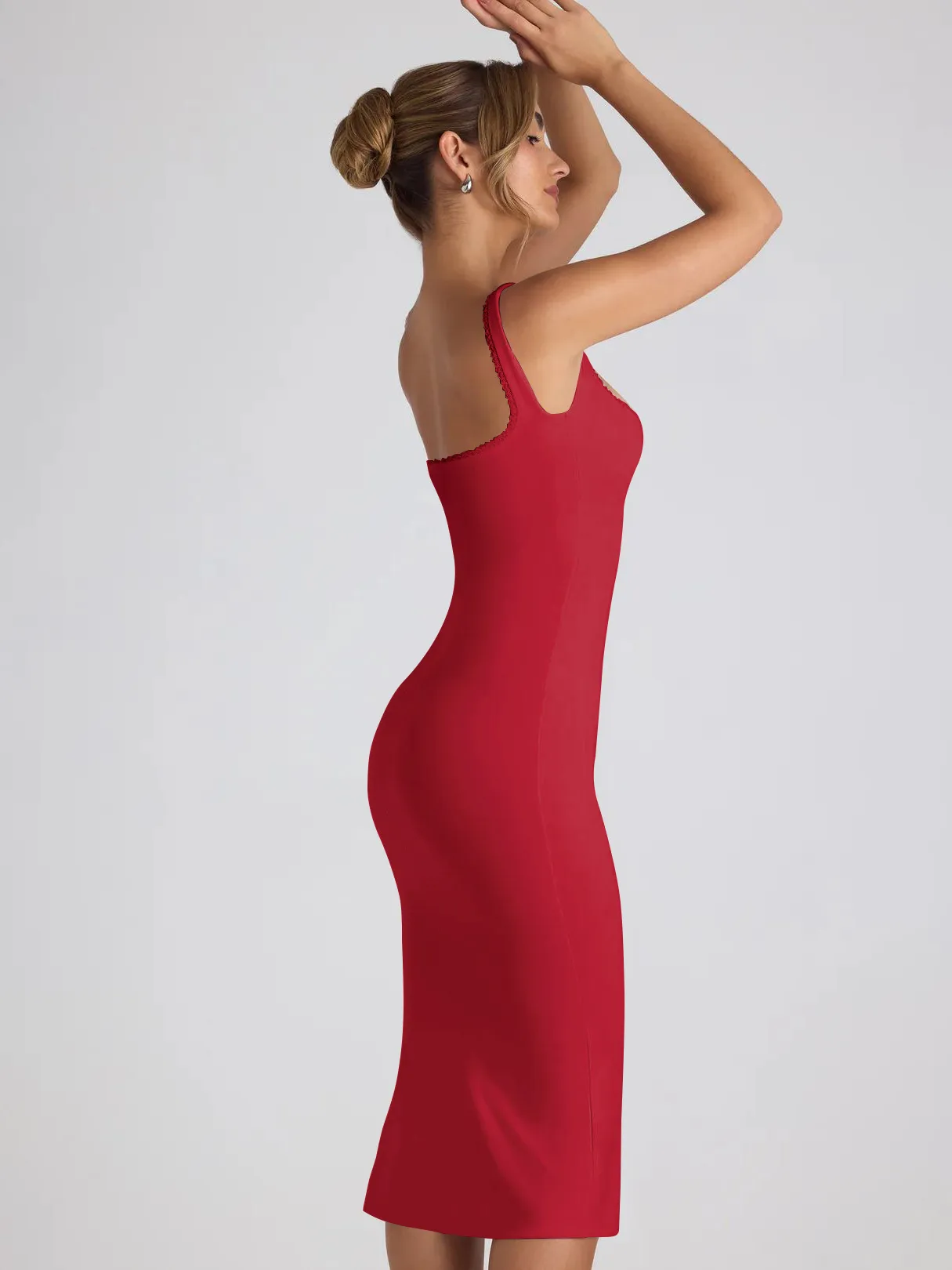 New Square Collar Backless Lace Sexy Hip Slim Sleeveless Dress Women display picture 25