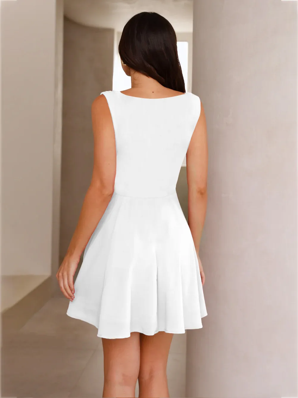 New Spring And Summer Hot Girl Swing Collar Waist Slim Slim Umbrella Skirt Solid Color Dress display picture 13