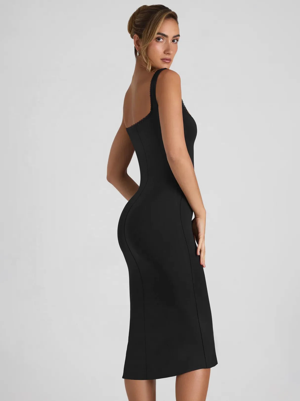 New Square Collar Backless Lace Sexy Hip Slim Sleeveless Dress Women display picture 32