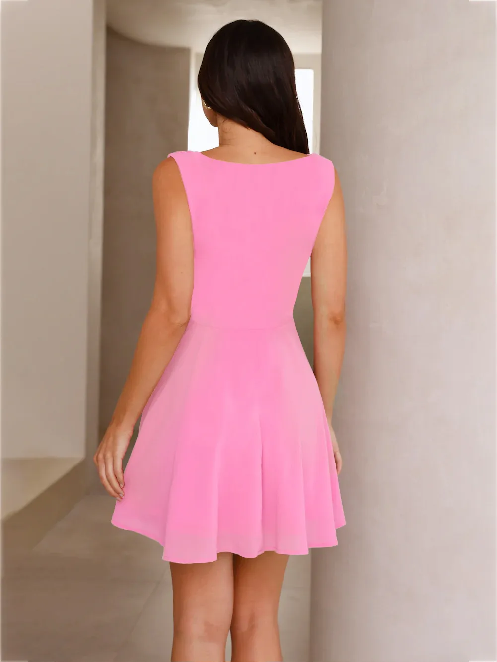New Spring And Summer Hot Girl Swing Collar Waist Slim Slim Umbrella Skirt Solid Color Dress display picture 21
