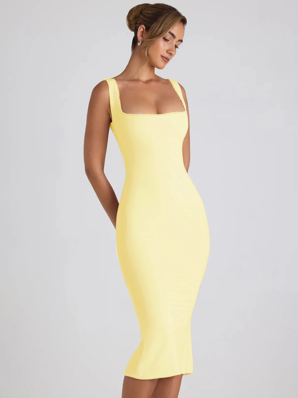 New Square Collar Backless Lace Sexy Hip Slim Sleeveless Dress Women display picture 37