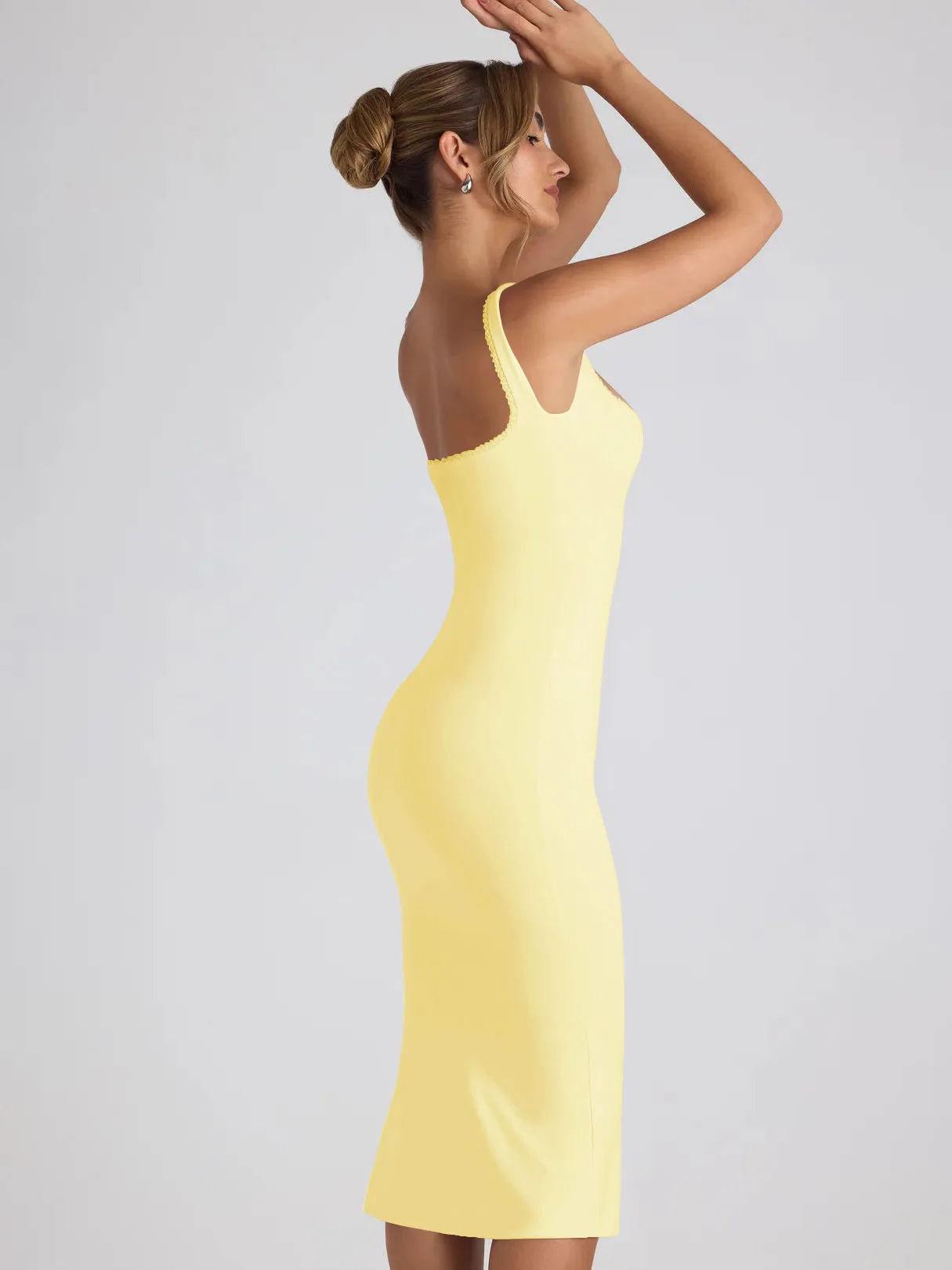 New Square Collar Backless Lace Sexy Hip Slim Sleeveless Dress Women display picture 39