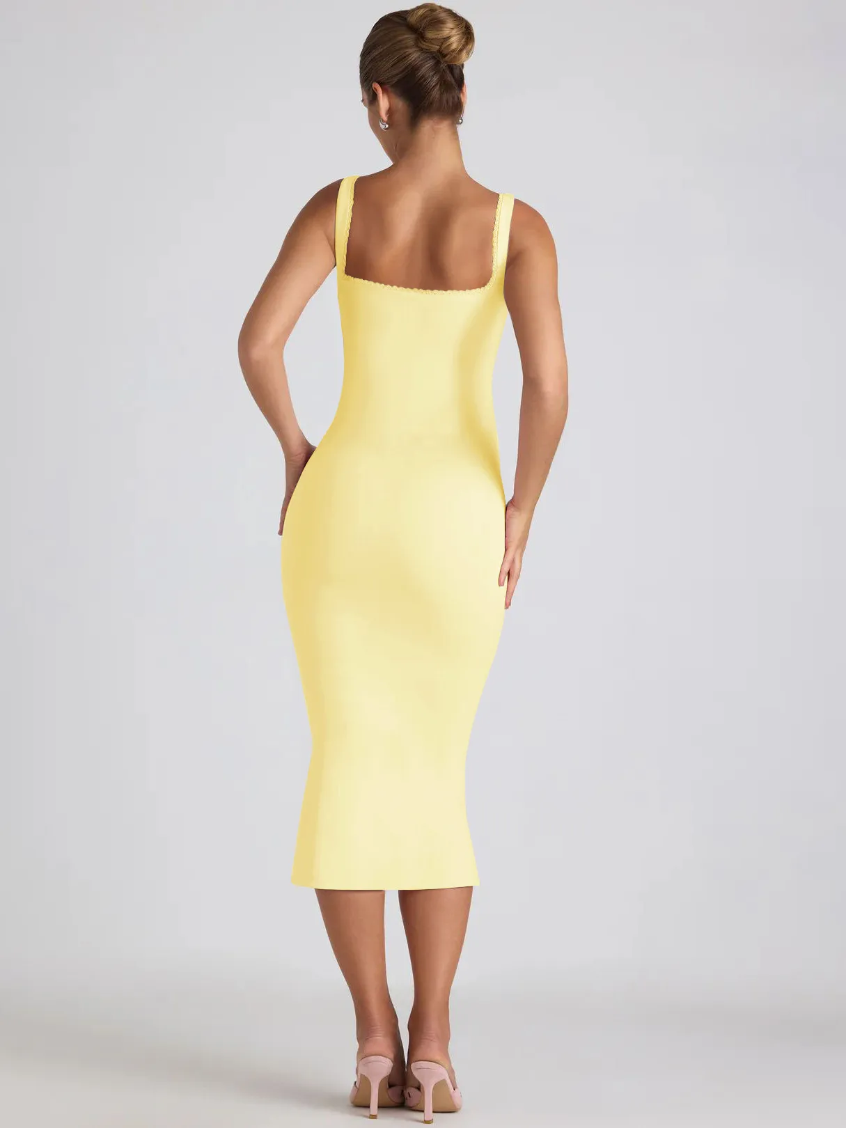 New Square Collar Backless Lace Sexy Hip Slim Sleeveless Dress Women display picture 40