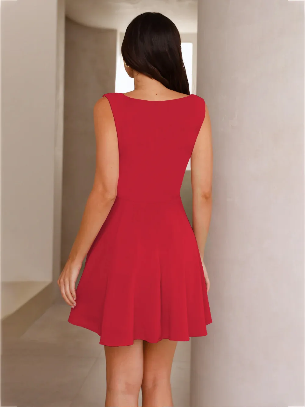 New Spring And Summer Hot Girl Swing Collar Waist Slim Slim Umbrella Skirt Solid Color Dress display picture 29