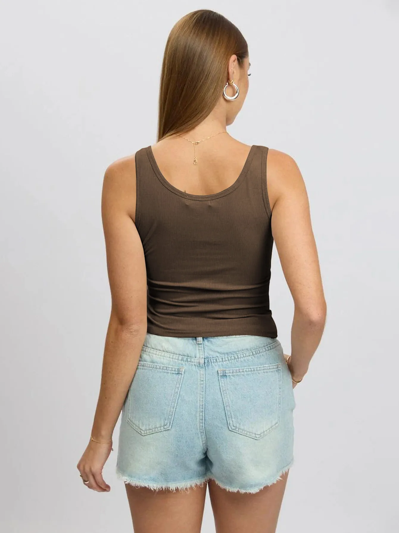 Spring And Summer  Y2K Threaded Top Women's Slim-fit Button Solid Color Inner Vest For Women display picture 17