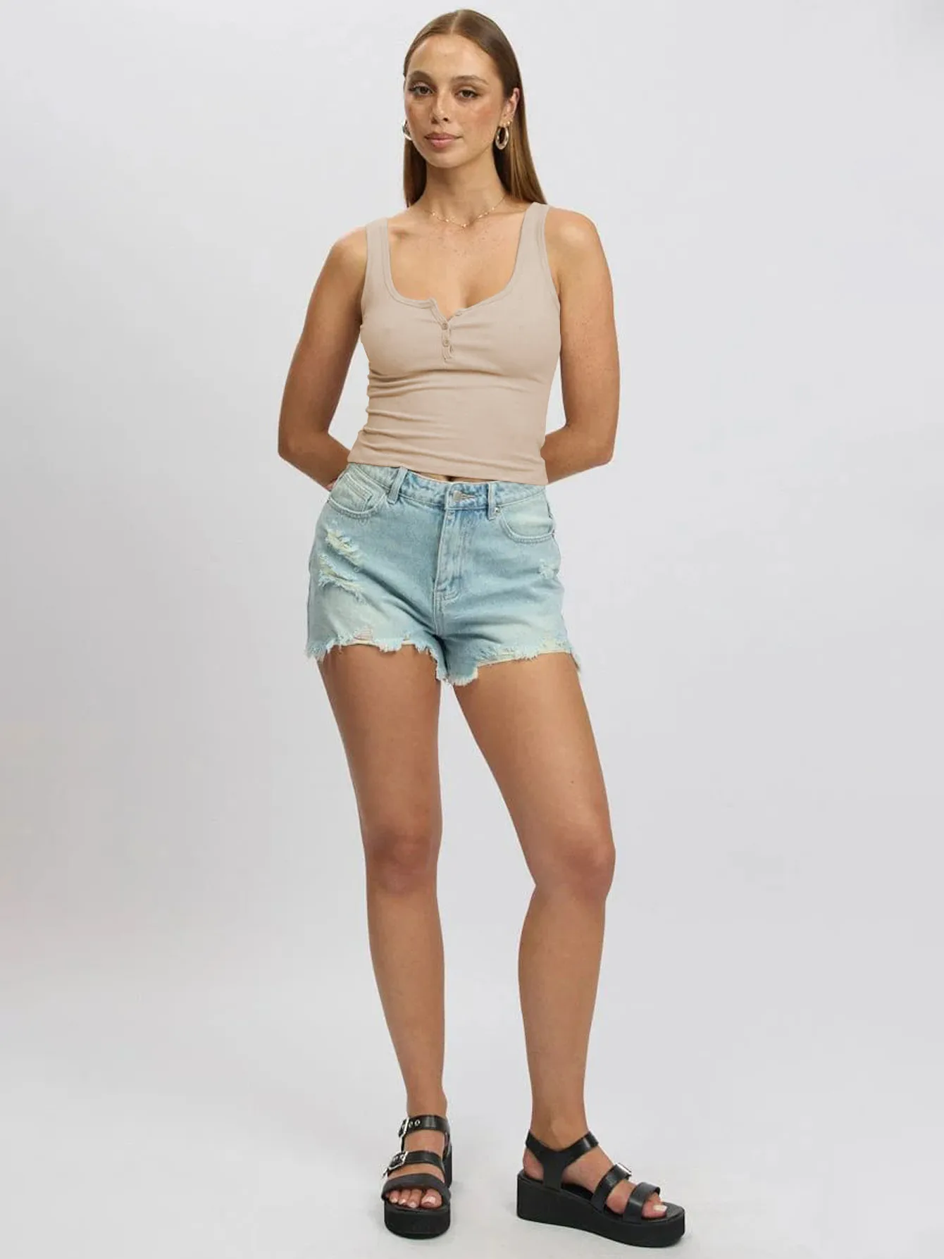 Spring And Summer  Y2K Threaded Top Women's Slim-fit Button Solid Color Inner Vest For Women display picture 27