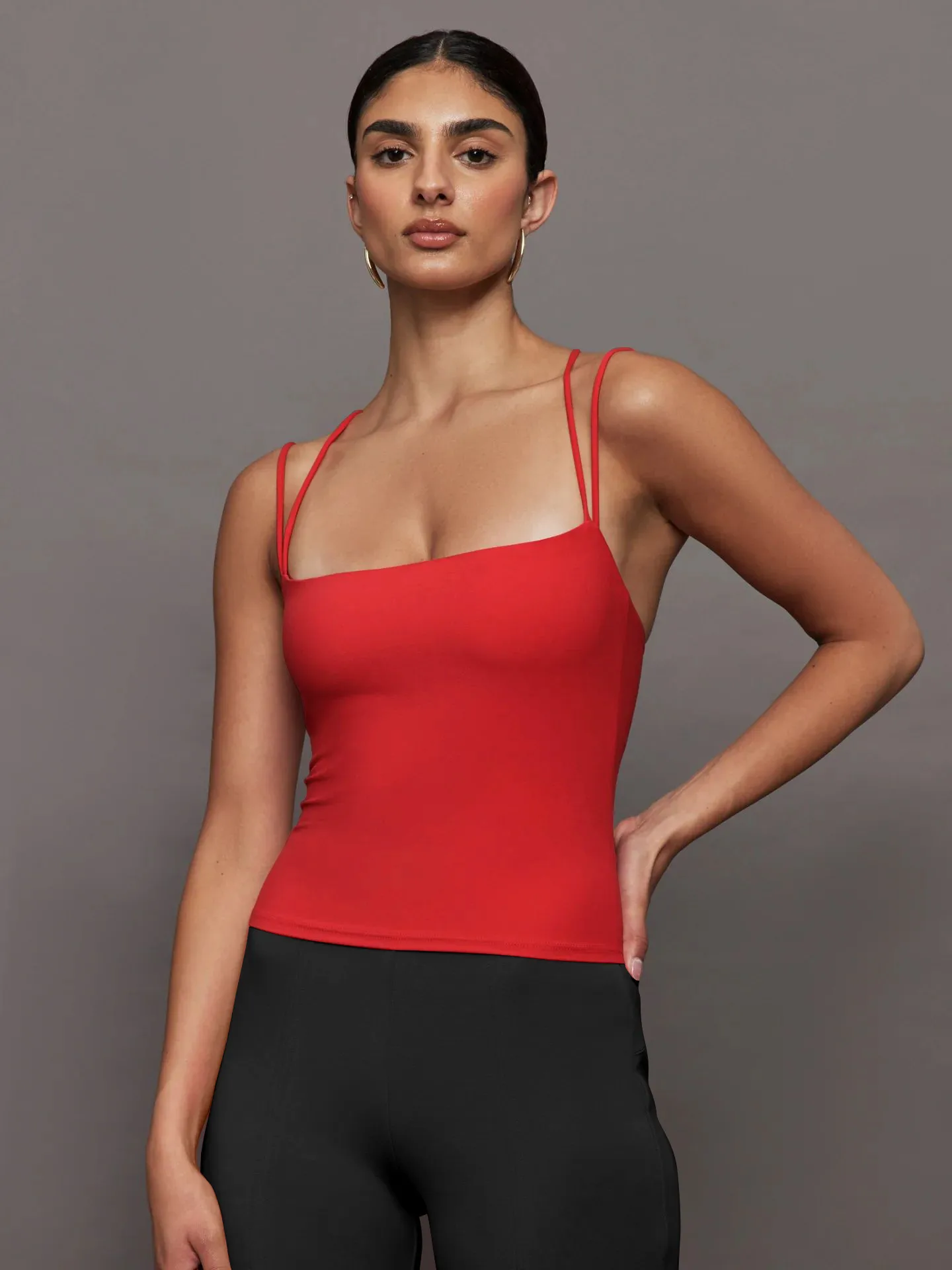 Spring And Summer  New Ultra-short Double Shoulder Strap Slim-fit Back Cross Shoulder Strap Slim-fit Vest For Women display picture 12