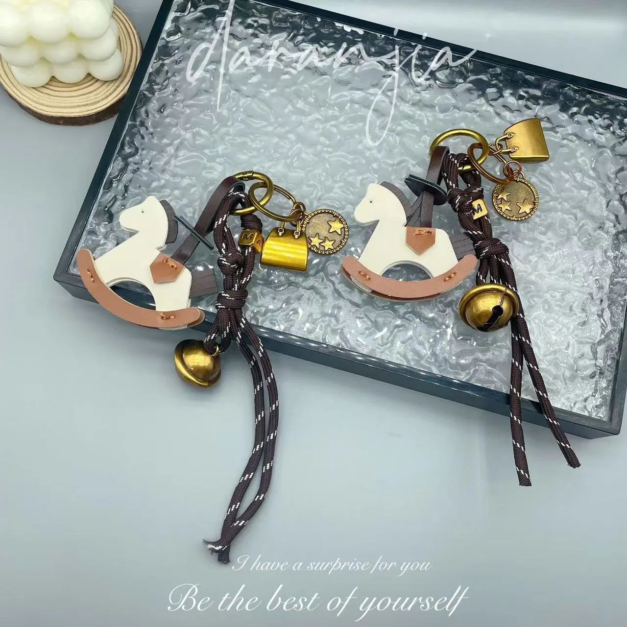New Diy Bell Braided Rope Rocking Horse Bag Ornaments Exquisite Bag Decoration Miu Series Explosive Key Chain Pendant display picture 3