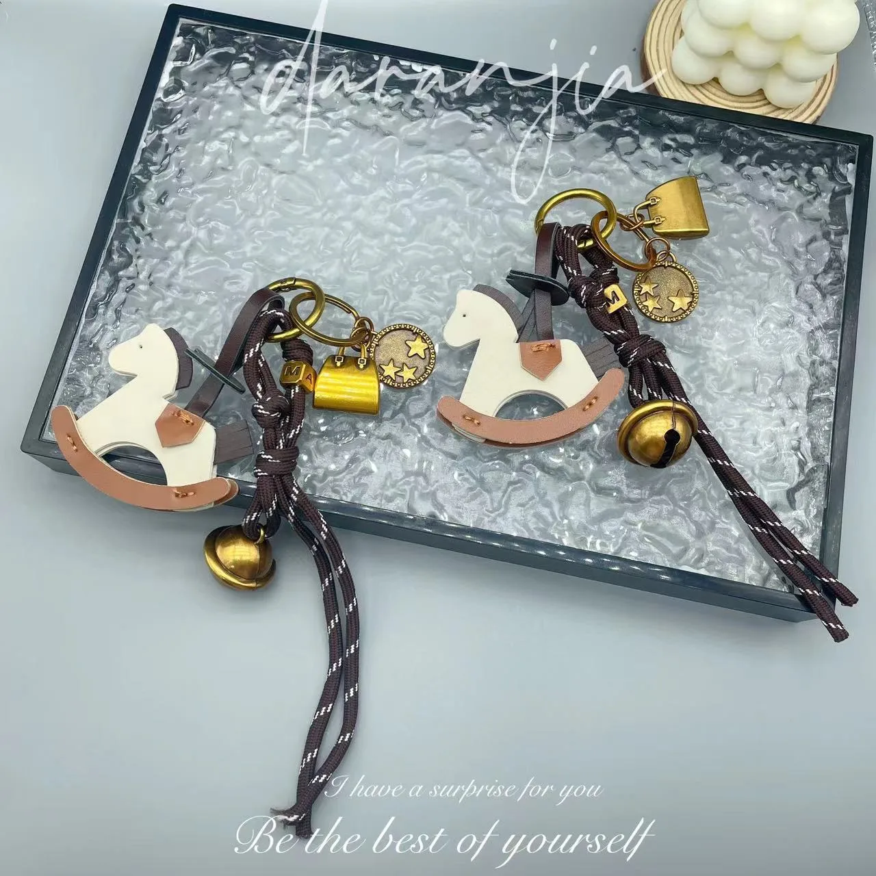 New Diy Bell Braided Rope Rocking Horse Bag Ornaments Exquisite Bag Decoration Miu Series Explosive Key Chain Pendant display picture 4