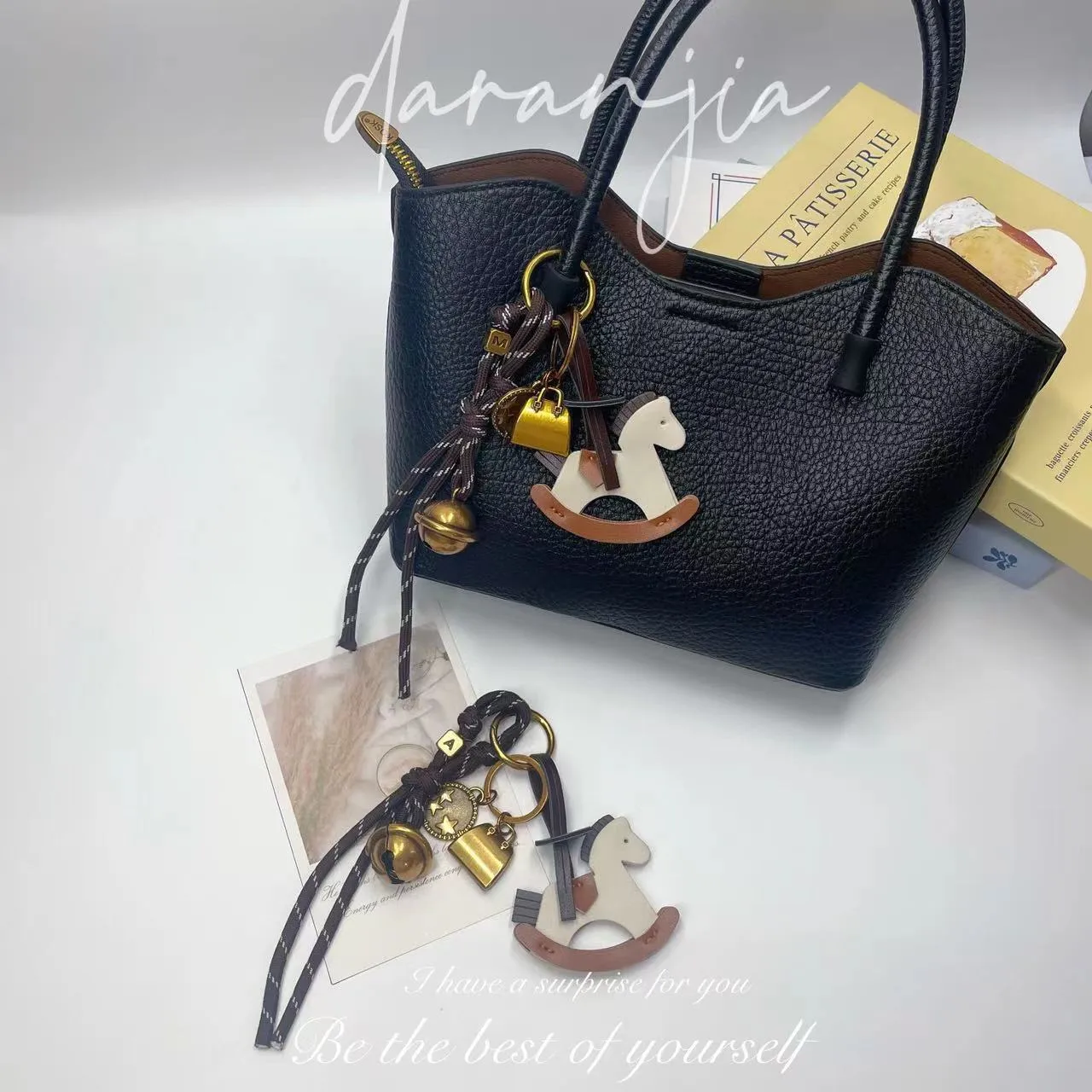 New Diy Bell Braided Rope Rocking Horse Bag Ornaments Exquisite Bag Decoration Miu Series Explosive Key Chain Pendant display picture 8