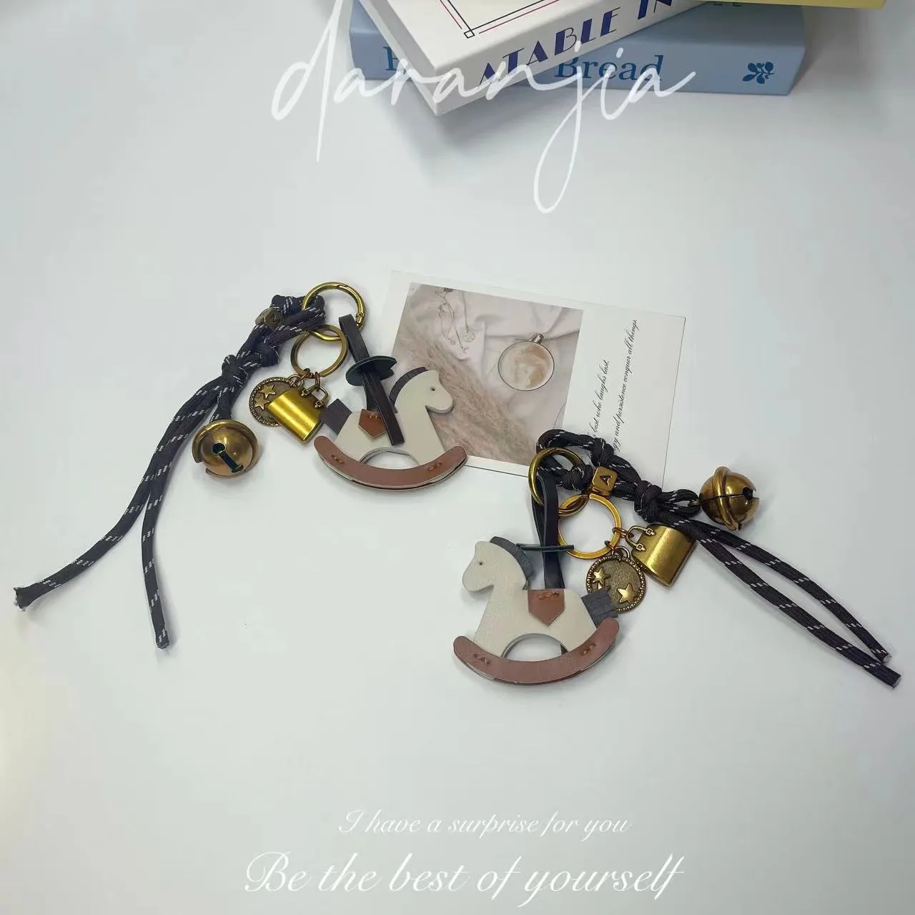New Diy Bell Braided Rope Rocking Horse Bag Ornaments Exquisite Bag Decoration Miu Series Explosive Key Chain Pendant display picture 10
