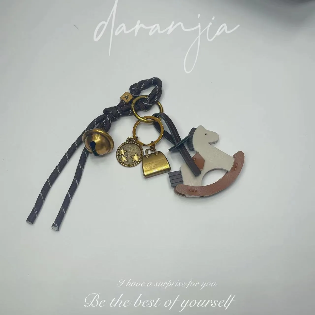 New Diy Bell Braided Rope Rocking Horse Bag Ornaments Exquisite Bag Decoration Miu Series Explosive Key Chain Pendant display picture 11