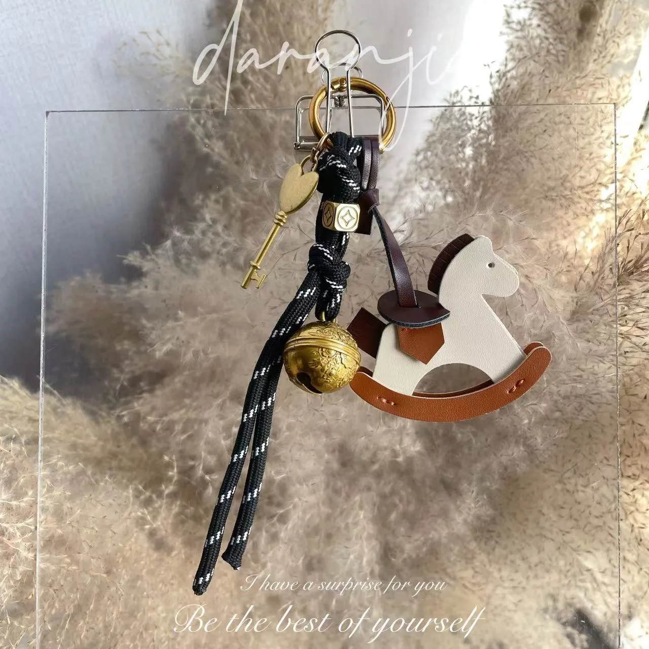 New Diy Bell Braided Rope Rocking Horse Bag Ornaments Exquisite Bag Decoration Miu Series Explosive Key Chain Pendant display picture 12