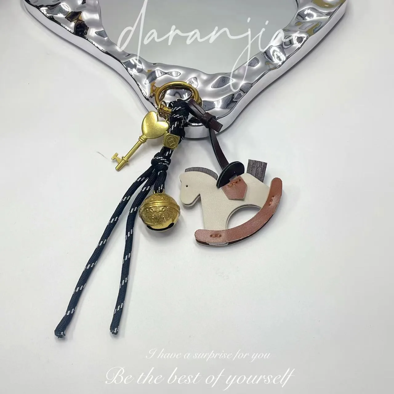 New Diy Bell Braided Rope Rocking Horse Bag Ornaments Exquisite Bag Decoration Miu Series Explosive Key Chain Pendant display picture 14