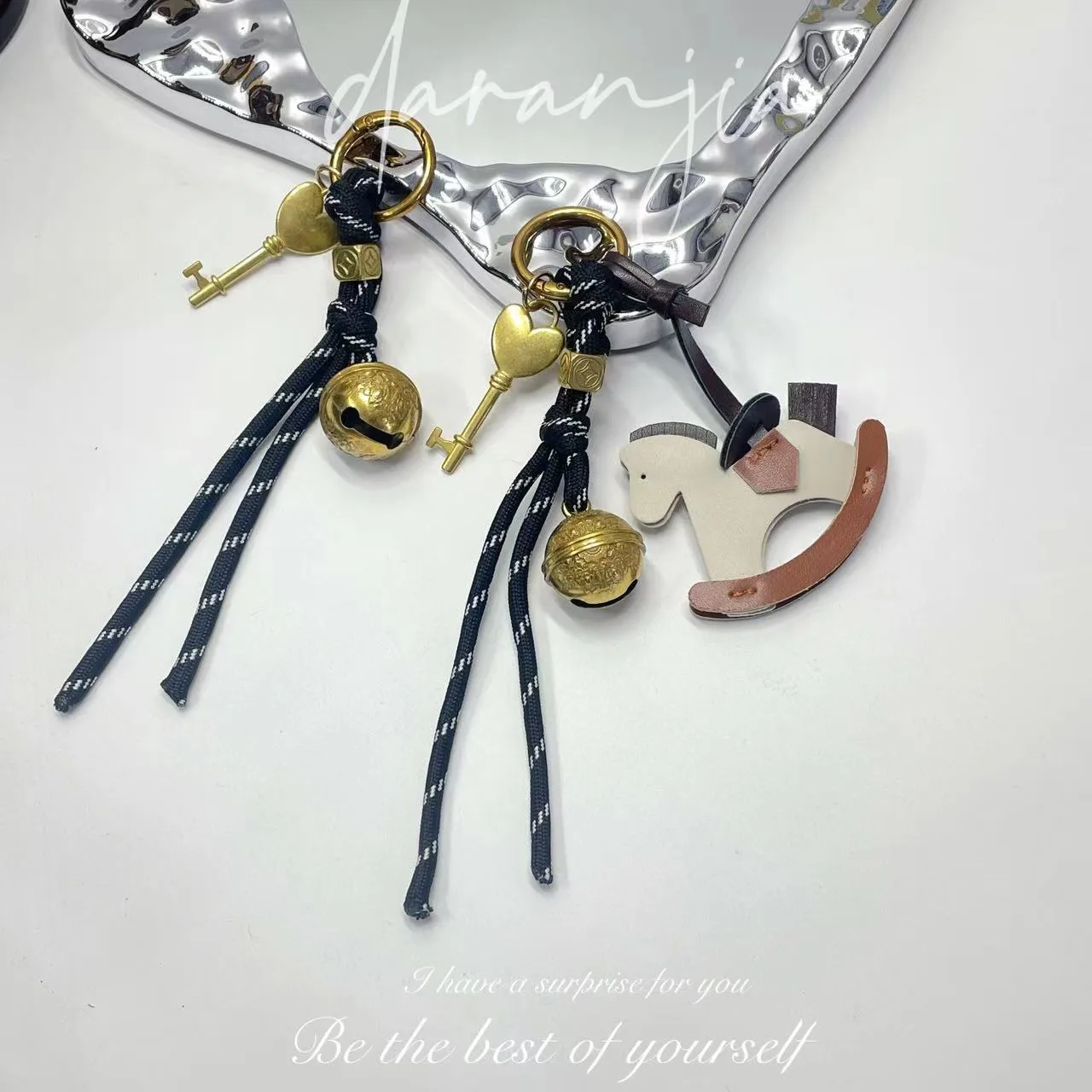New Diy Bell Braided Rope Rocking Horse Bag Ornaments Exquisite Bag Decoration Miu Series Explosive Key Chain Pendant display picture 15