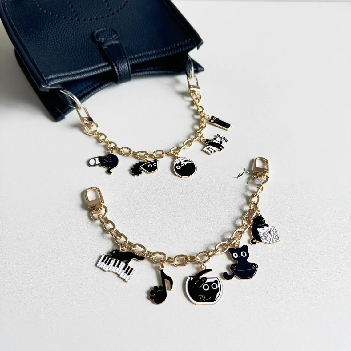 Bag Modification Chain Decorative Chain Metal Chain Presbyopic Black Cat Note Halloween Cute Pendant display picture 1