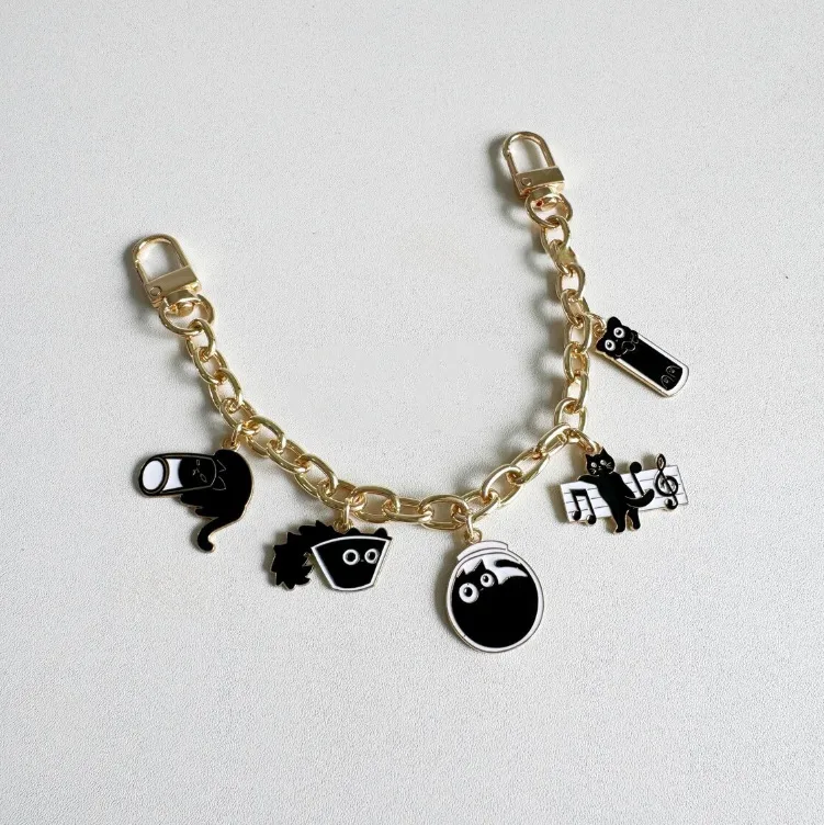 Bag Modification Chain Decorative Chain Metal Chain Presbyopic Black Cat Note Halloween Cute Pendant display picture 4