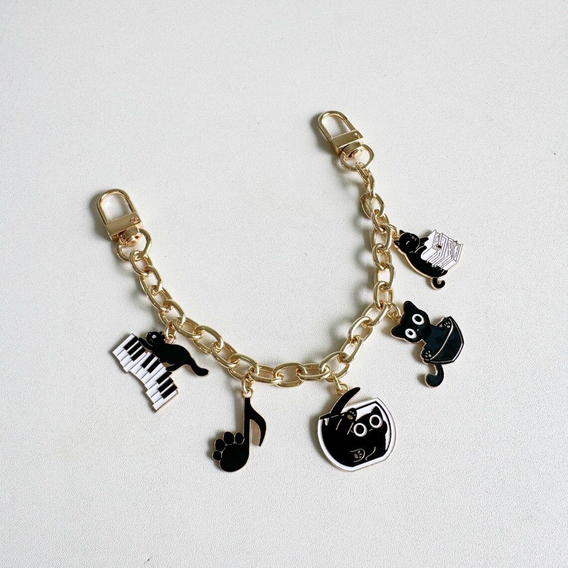 Bag Modification Chain Decorative Chain Metal Chain Presbyopic Black Cat Note Halloween Cute Pendant display picture 3