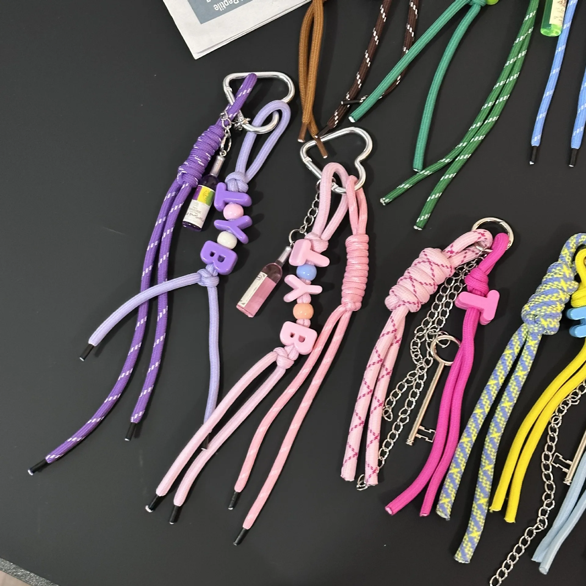 New Trendy Braided Rope Pendant Dopamine Bag Hanging Ornament Ins Style Keychain Female Pendant Letter Accessories display picture 4