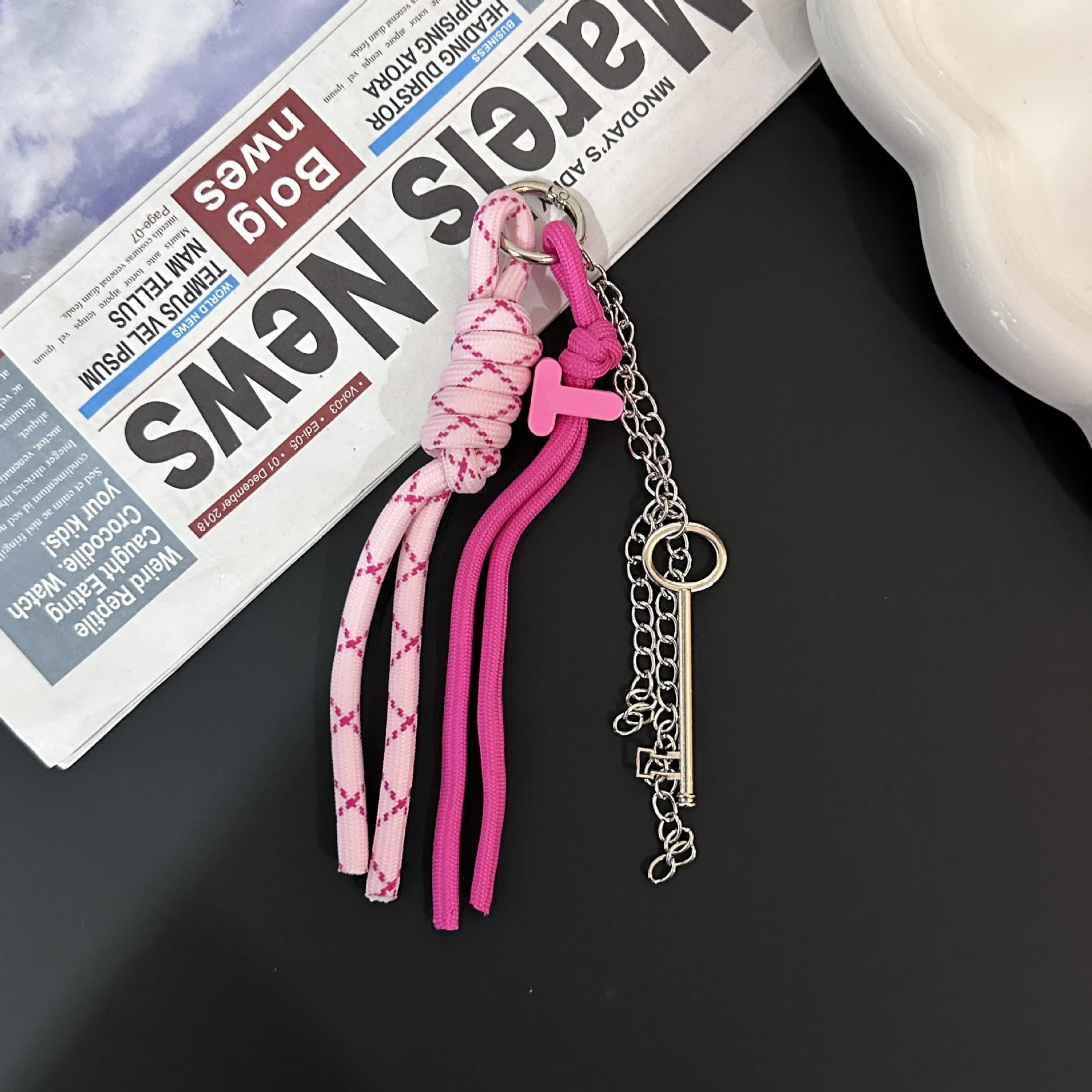 New Trendy Braided Rope Pendant Dopamine Bag Hanging Ornament Ins Style Keychain Female Pendant Letter Accessories display picture 7