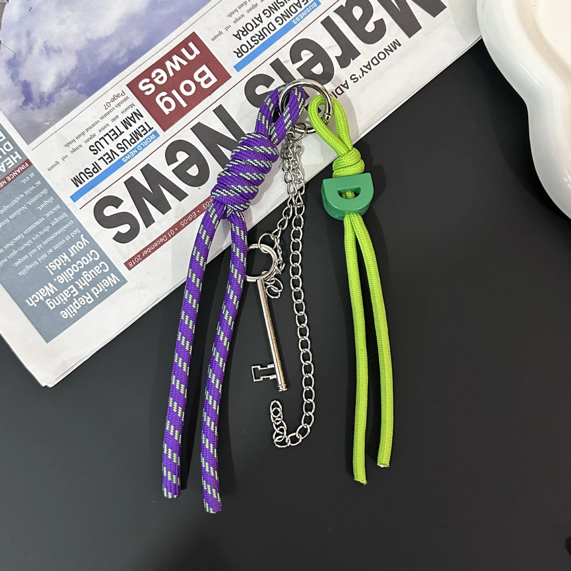 New Trendy Braided Rope Pendant Dopamine Bag Hanging Ornament Ins Style Keychain Female Pendant Letter Accessories display picture 8
