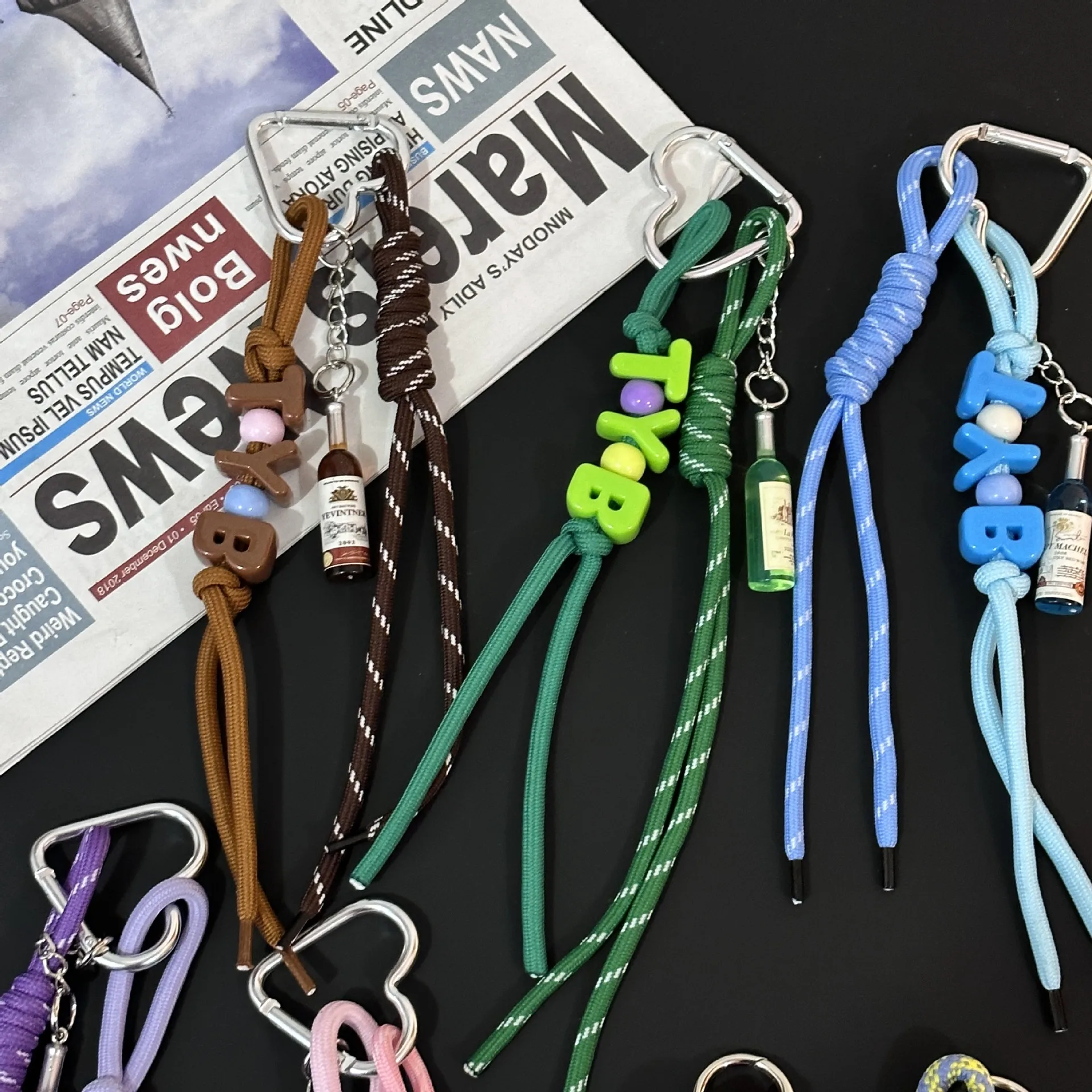 New Trendy Braided Rope Pendant Dopamine Bag Hanging Ornament Ins Style Keychain Female Pendant Letter Accessories display picture 9