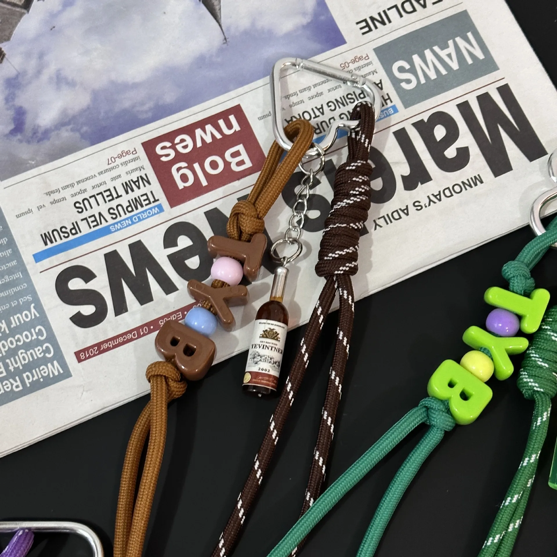 New Trendy Braided Rope Pendant Dopamine Bag Hanging Ornament Ins Style Keychain Female Pendant Letter Accessories display picture 12