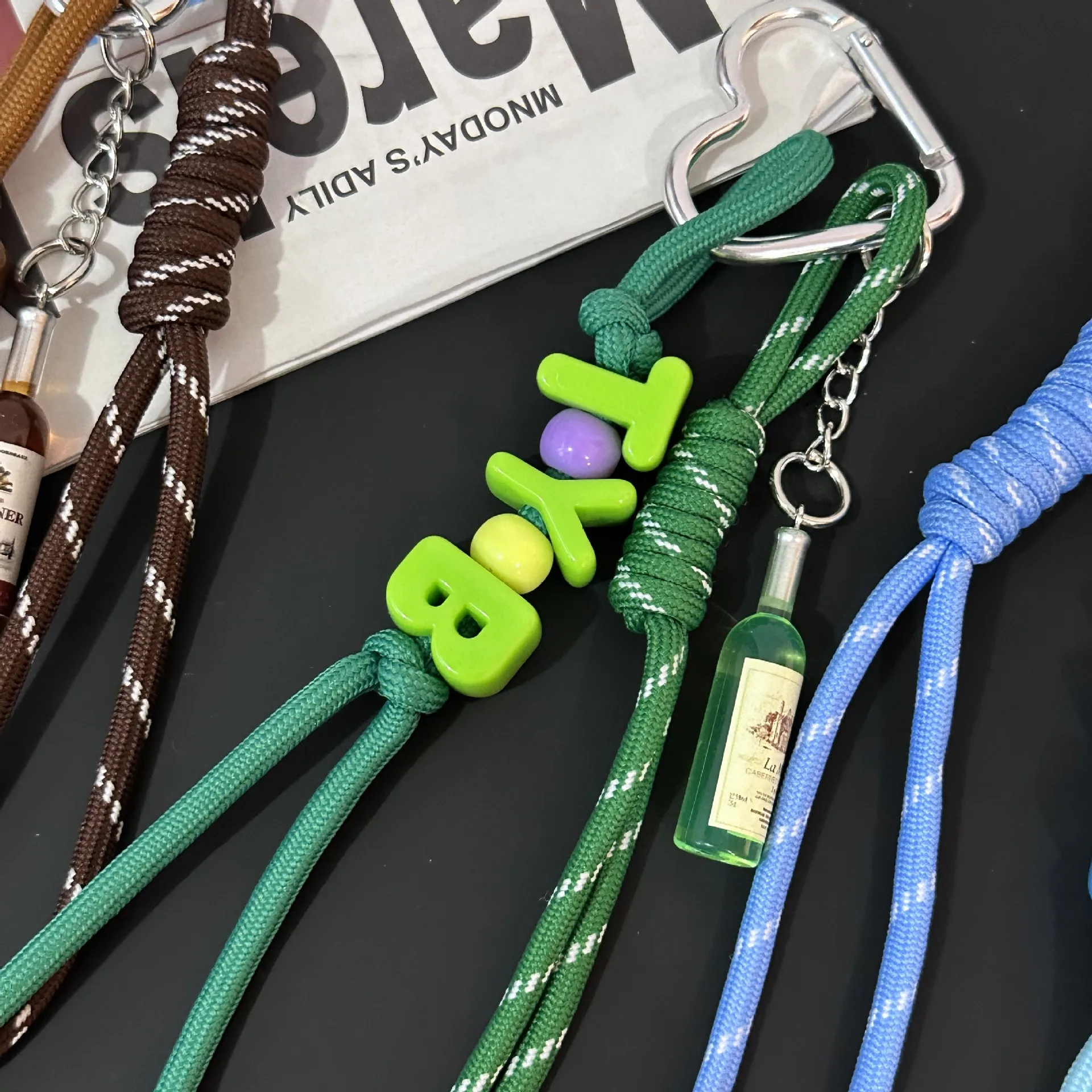 New Trendy Braided Rope Pendant Dopamine Bag Hanging Ornament Ins Style Keychain Female Pendant Letter Accessories display picture 19